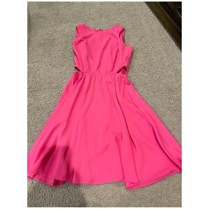 Women's BELONGSCI pink sleveless mini-dress with side cut-out details.